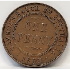 AUSTRALIA 1933/2 . ONE 1 PENNY . VARIETY . OVERDATE